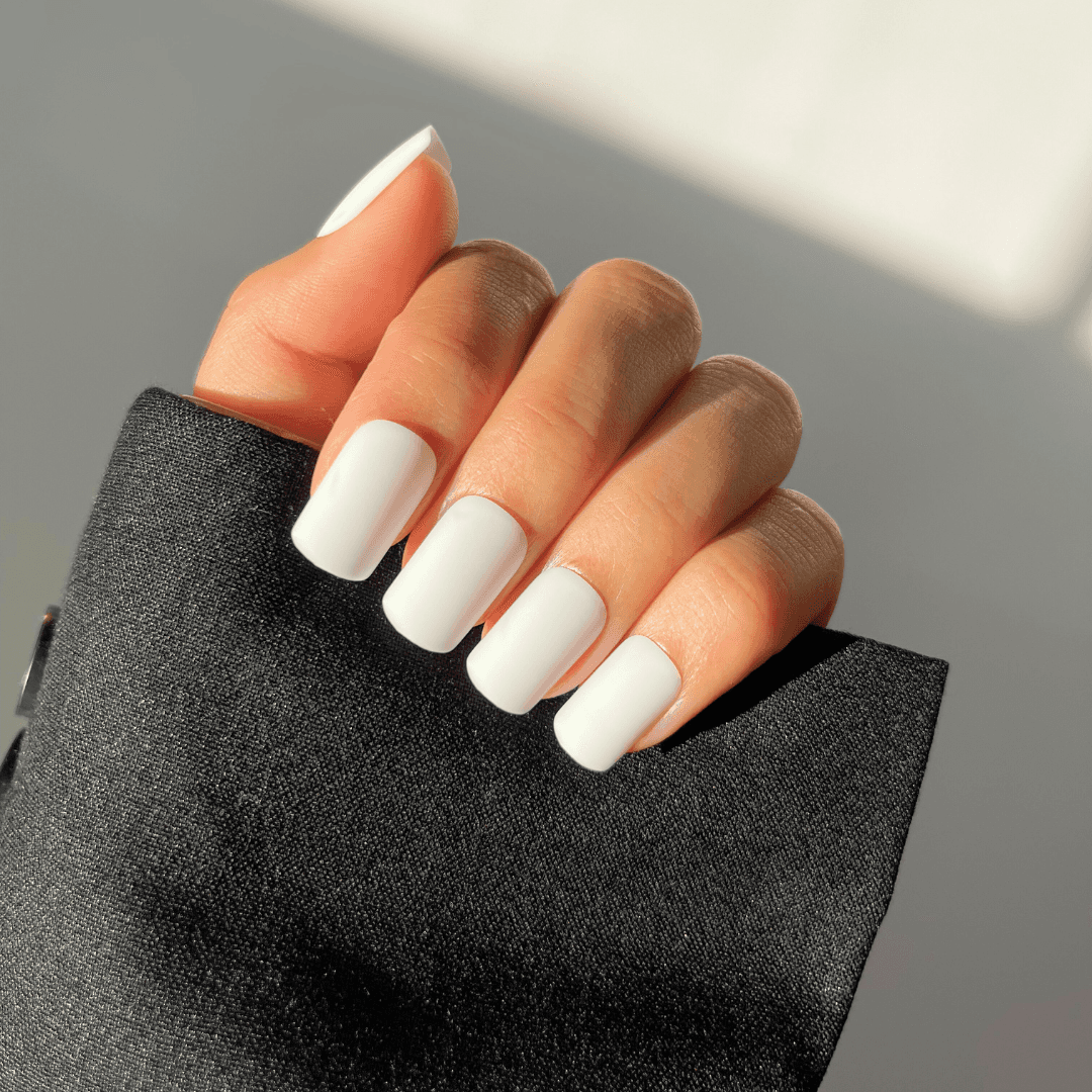 BIANCA white press-on nails, short square shape