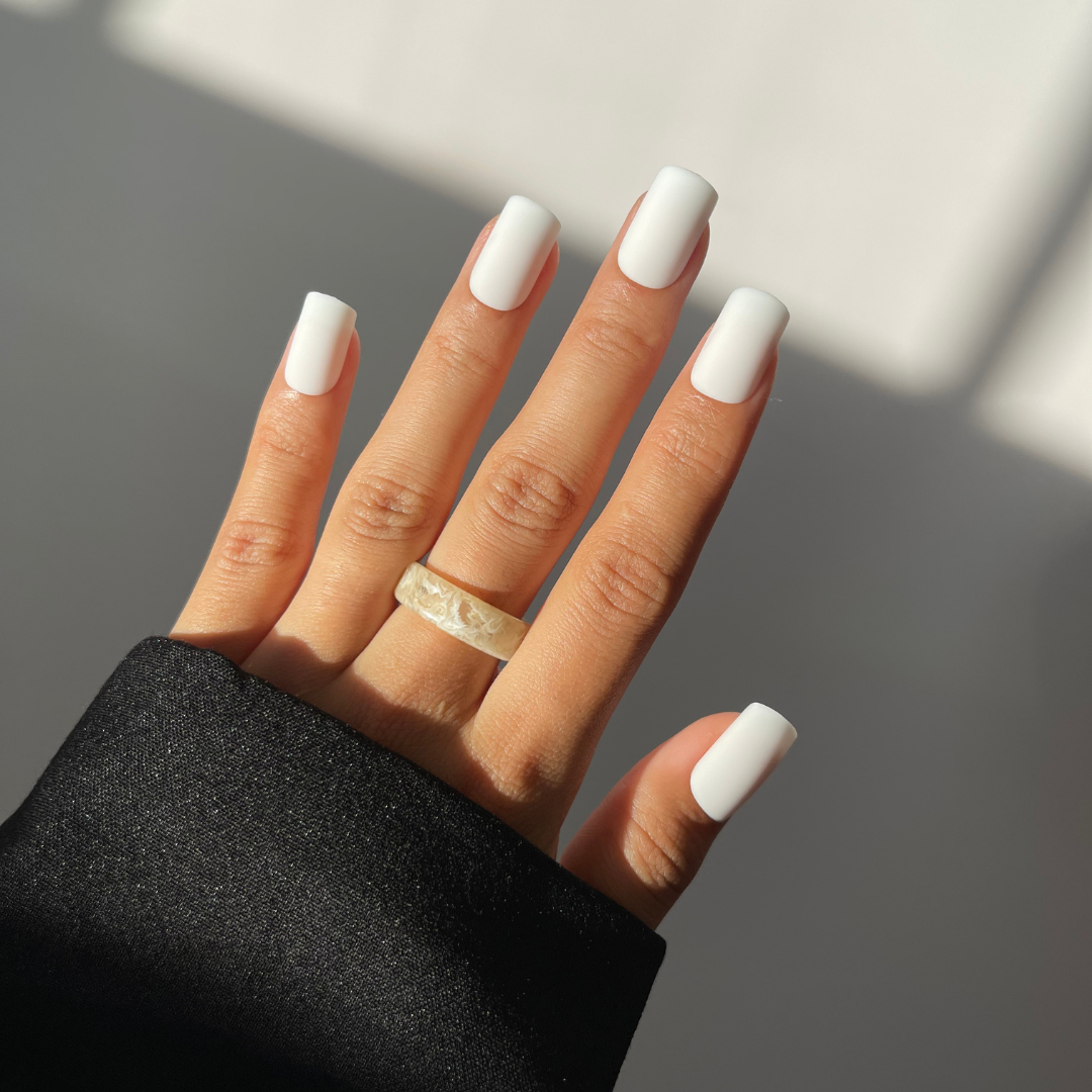 Bold BIANCA white press-on nails, square design