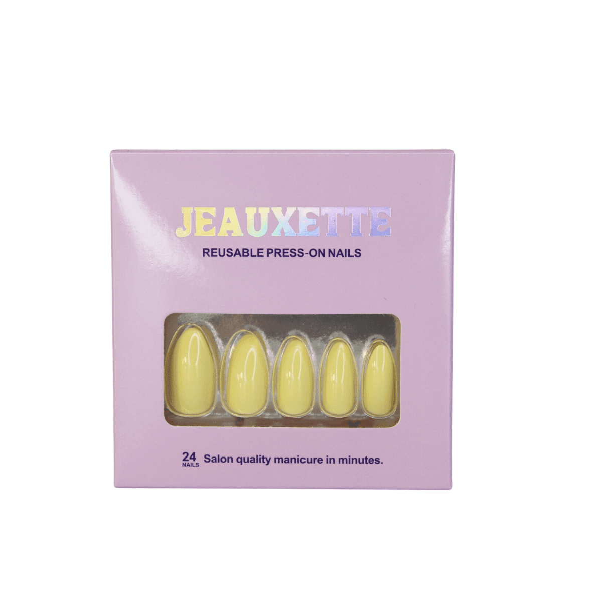 Jeauxette pastel yellow press-on nails packaging