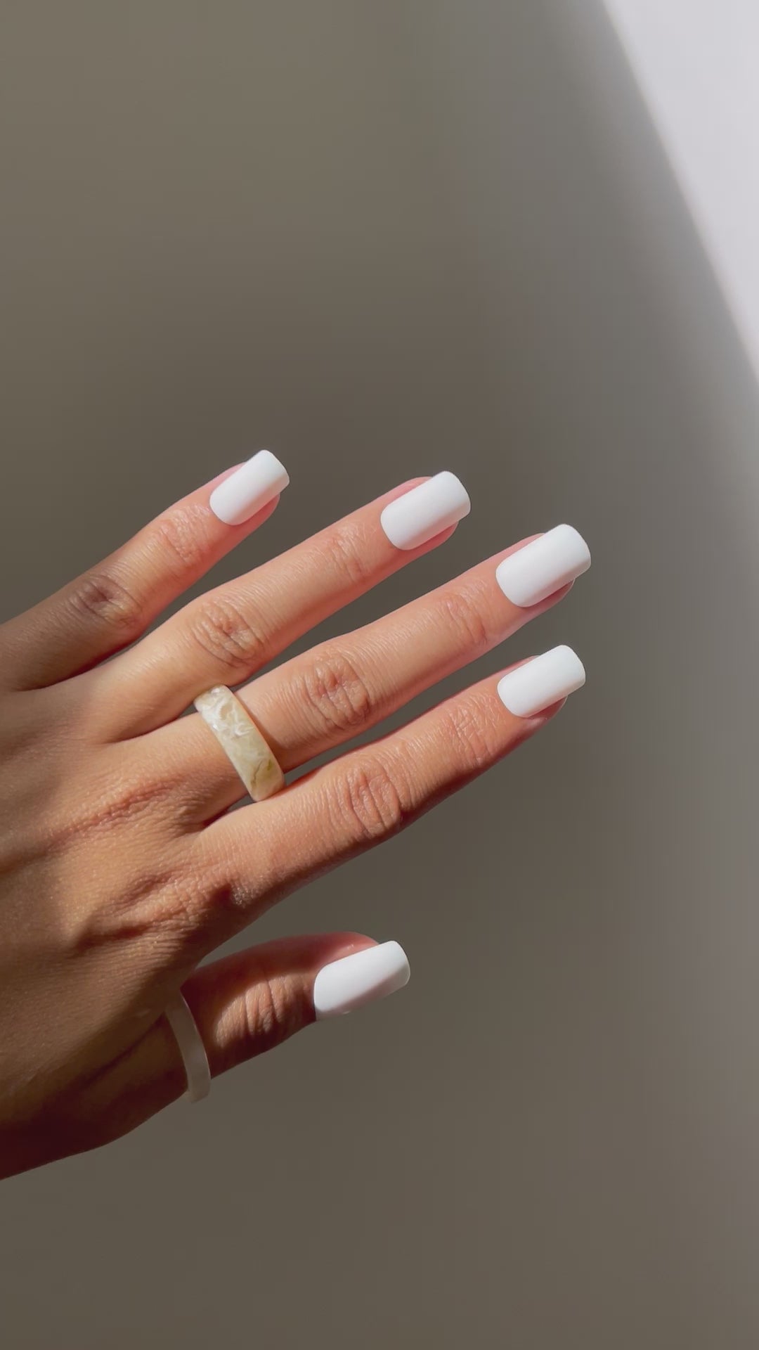 Elegant BIANCA white press-on nails, solid color